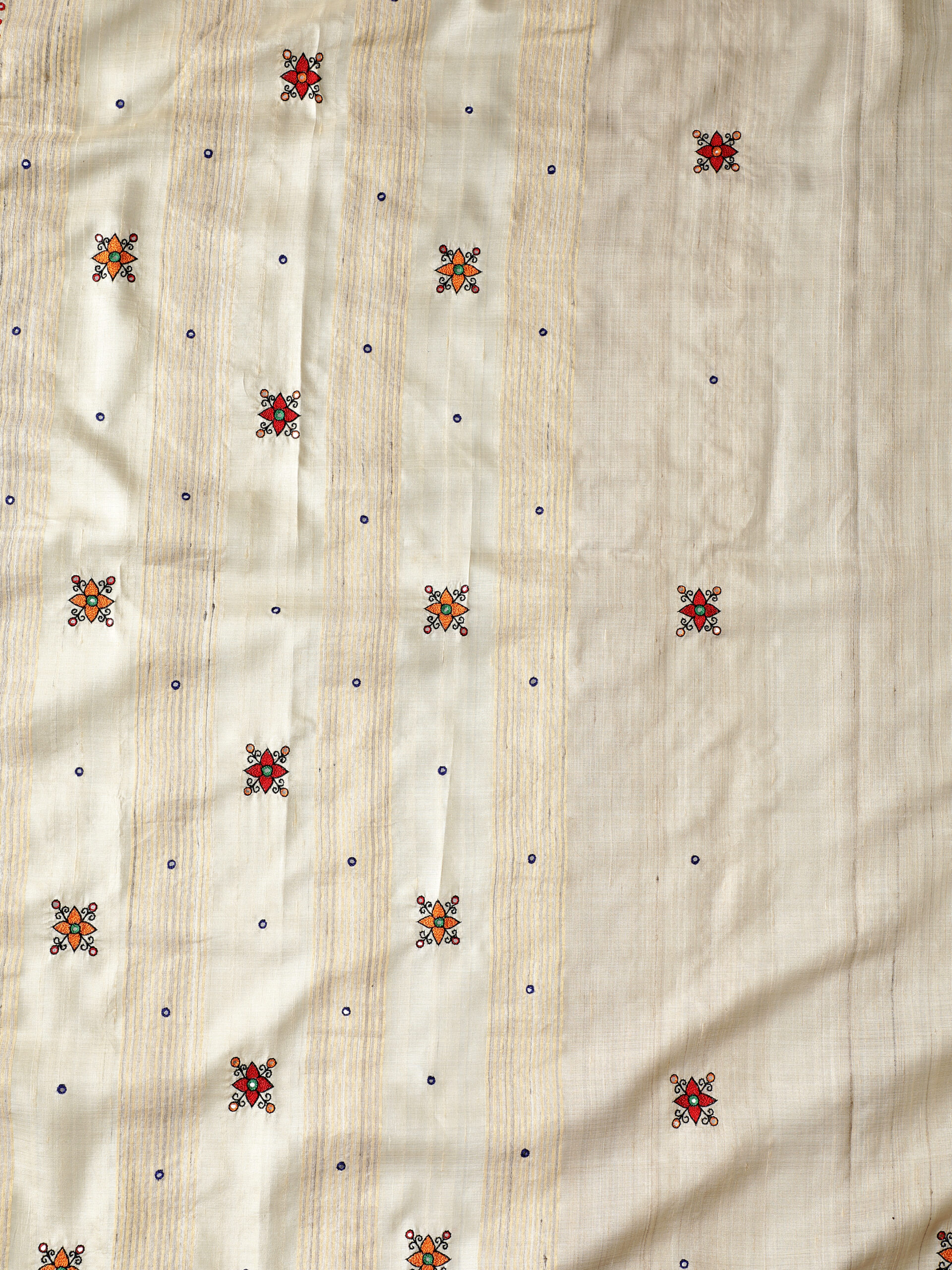 NATURAL COLOR THREAD AARI WORK MULTICOLOR SILK SAREE - Image 9