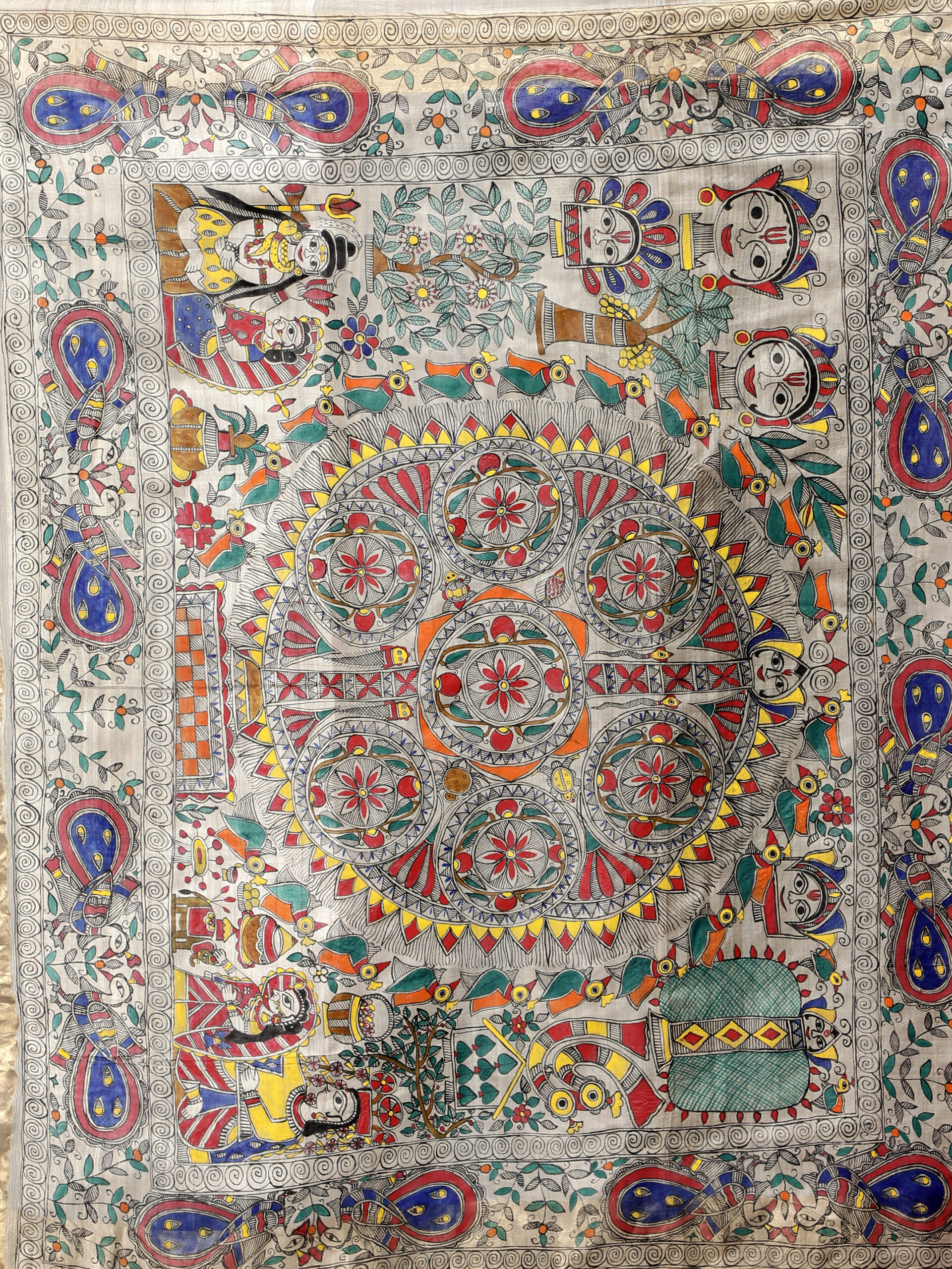 RED MADHUBANI PALLU SILK SAREE - Image 7