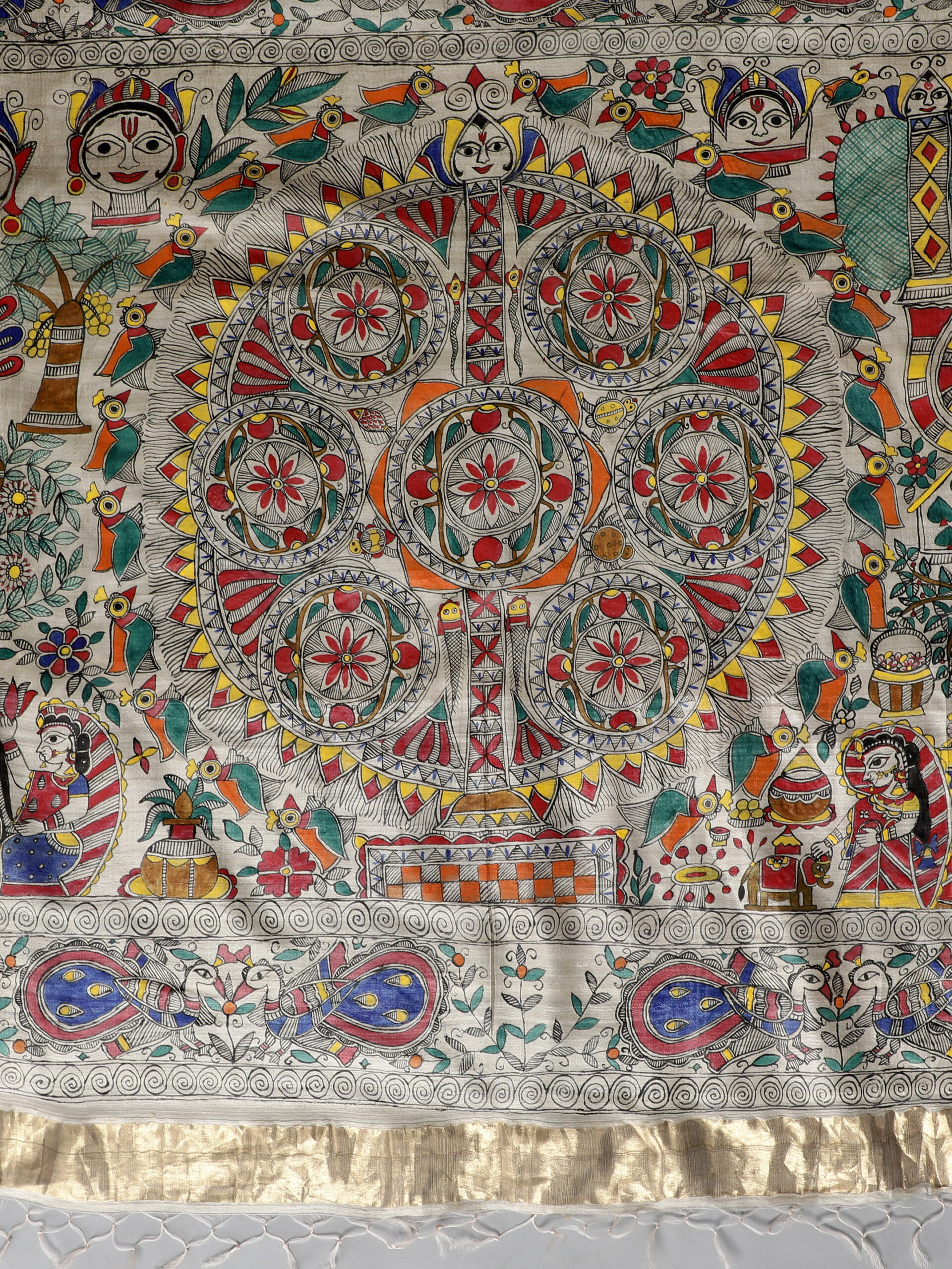 RED MADHUBANI PALLU SILK SAREE - Image 9