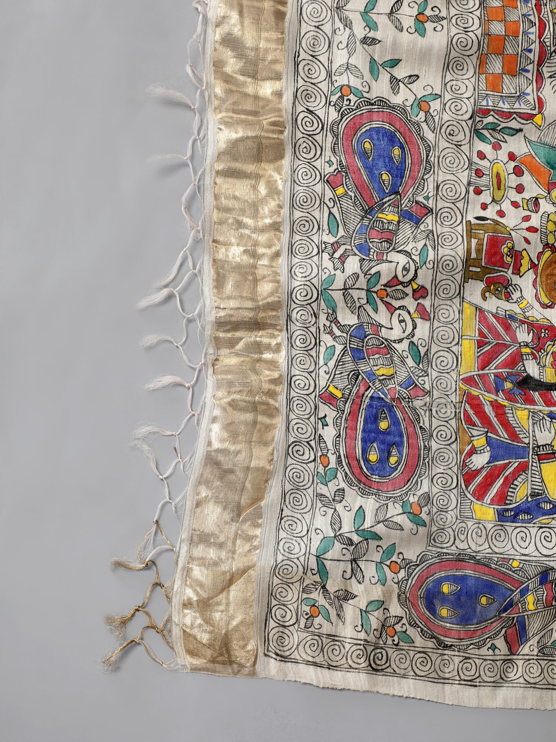 RED MADHUBANI PALLU SILK SAREE - Image 11