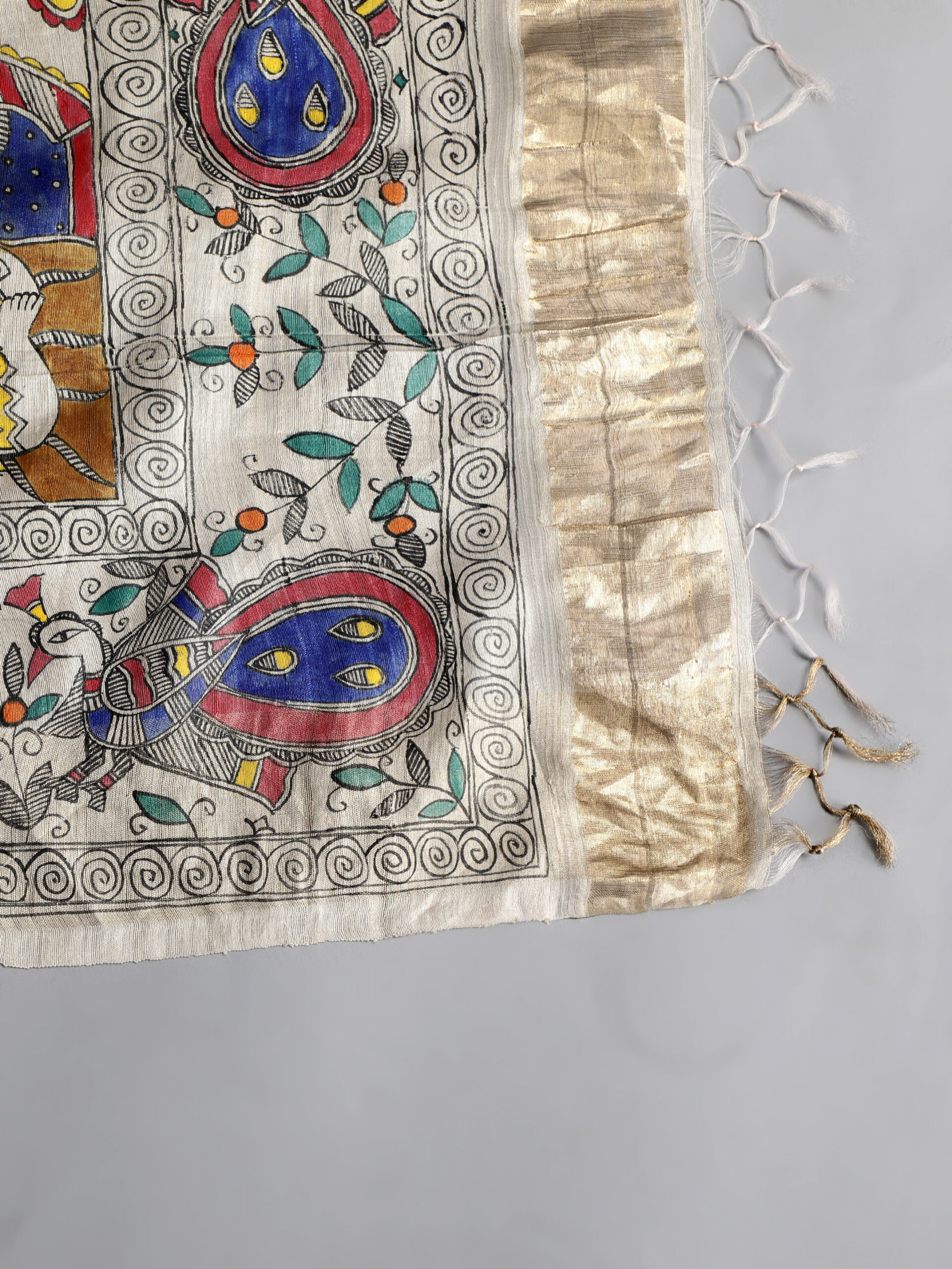 RED MADHUBANI PALLU SILK SAREE - Image 12