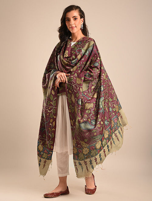 MAROON COTTON SILK DUPATTA - Image 5