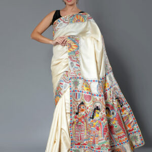 NATURAL MADHUBANI RAM VIVAH TUSSER SILK SAREE