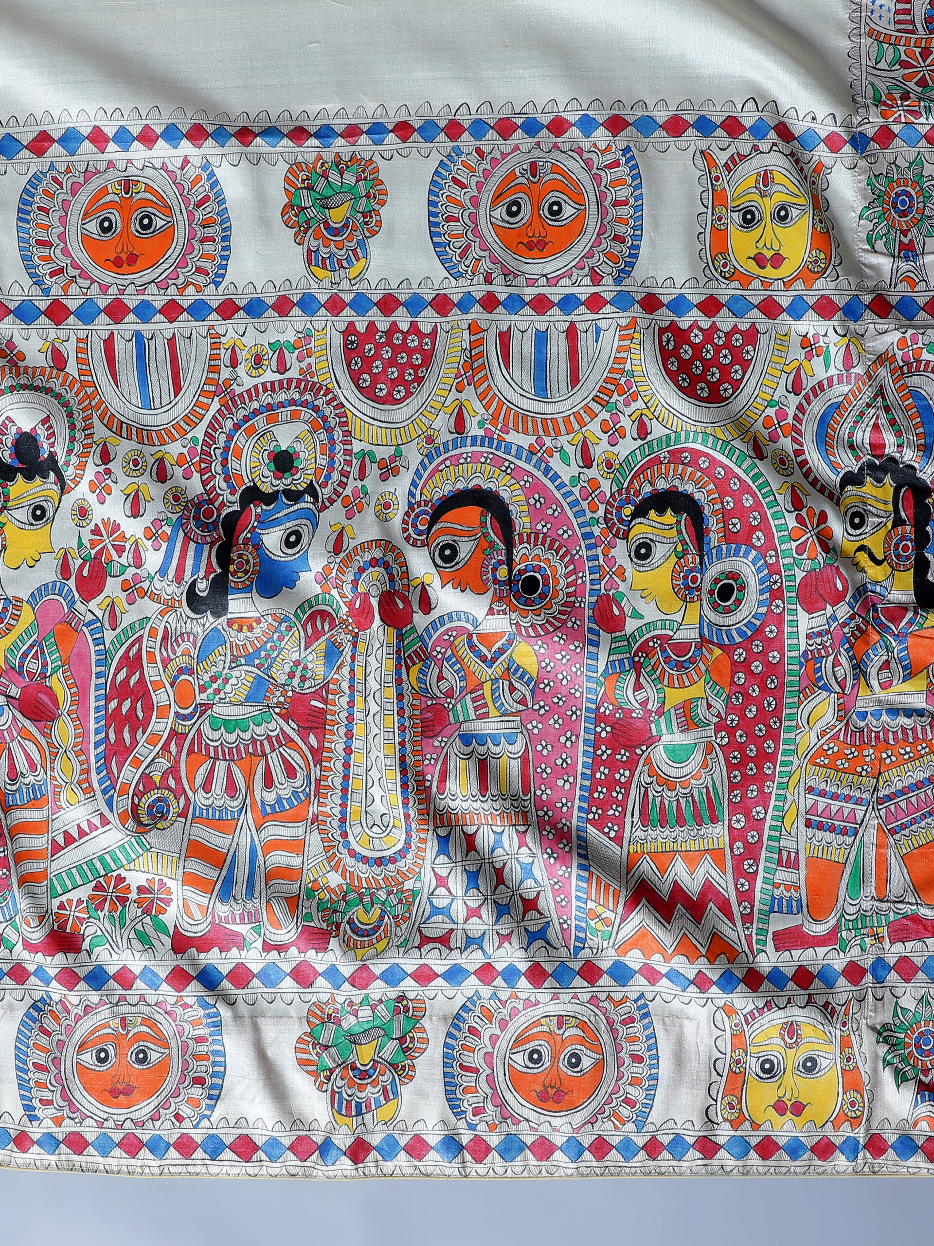 Cream Multicolor Ram Vivah Tussar Silk Saree - Image 4