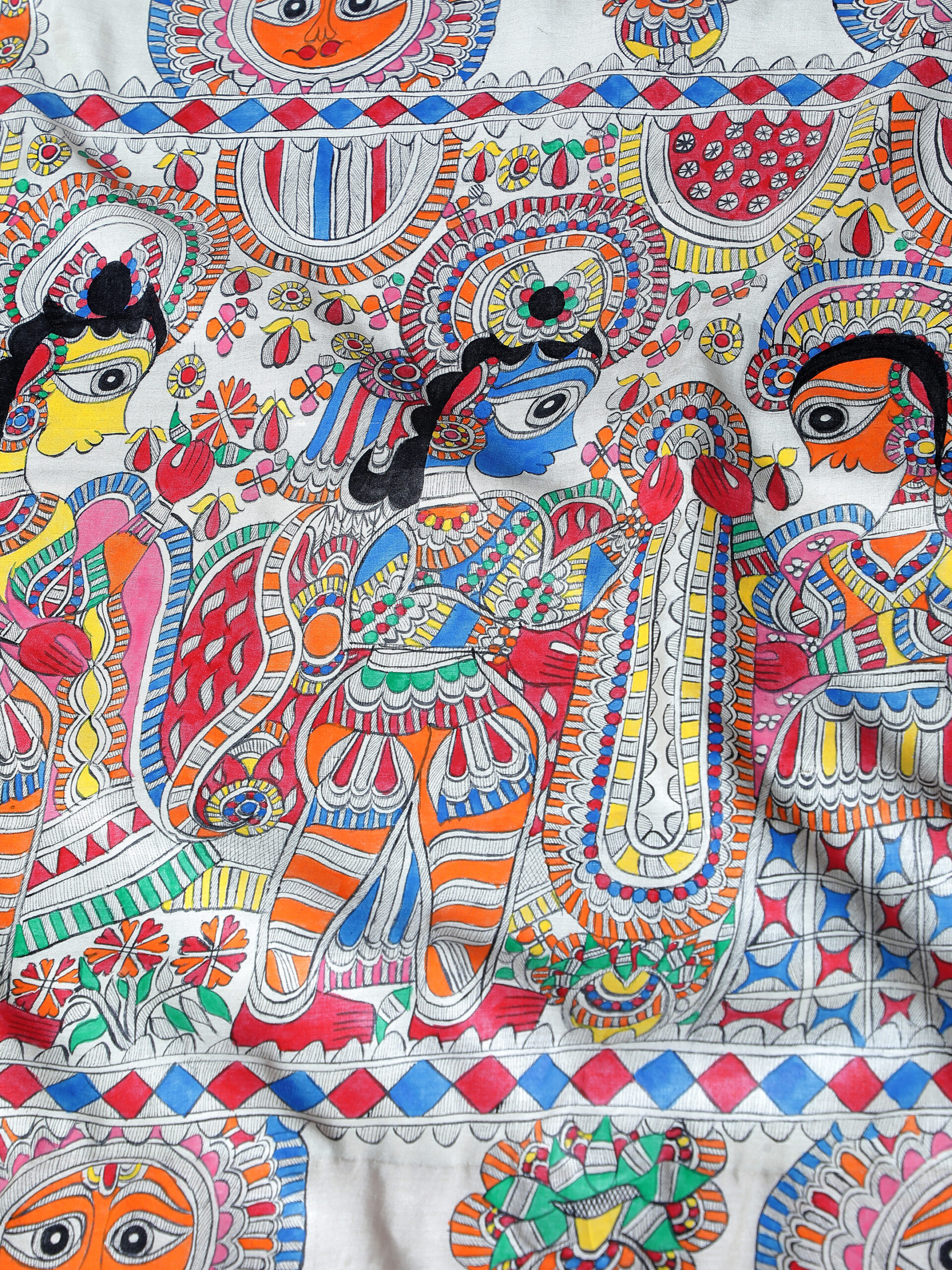 Cream Multicolor Ram Vivah Tussar Silk Saree - Image 9