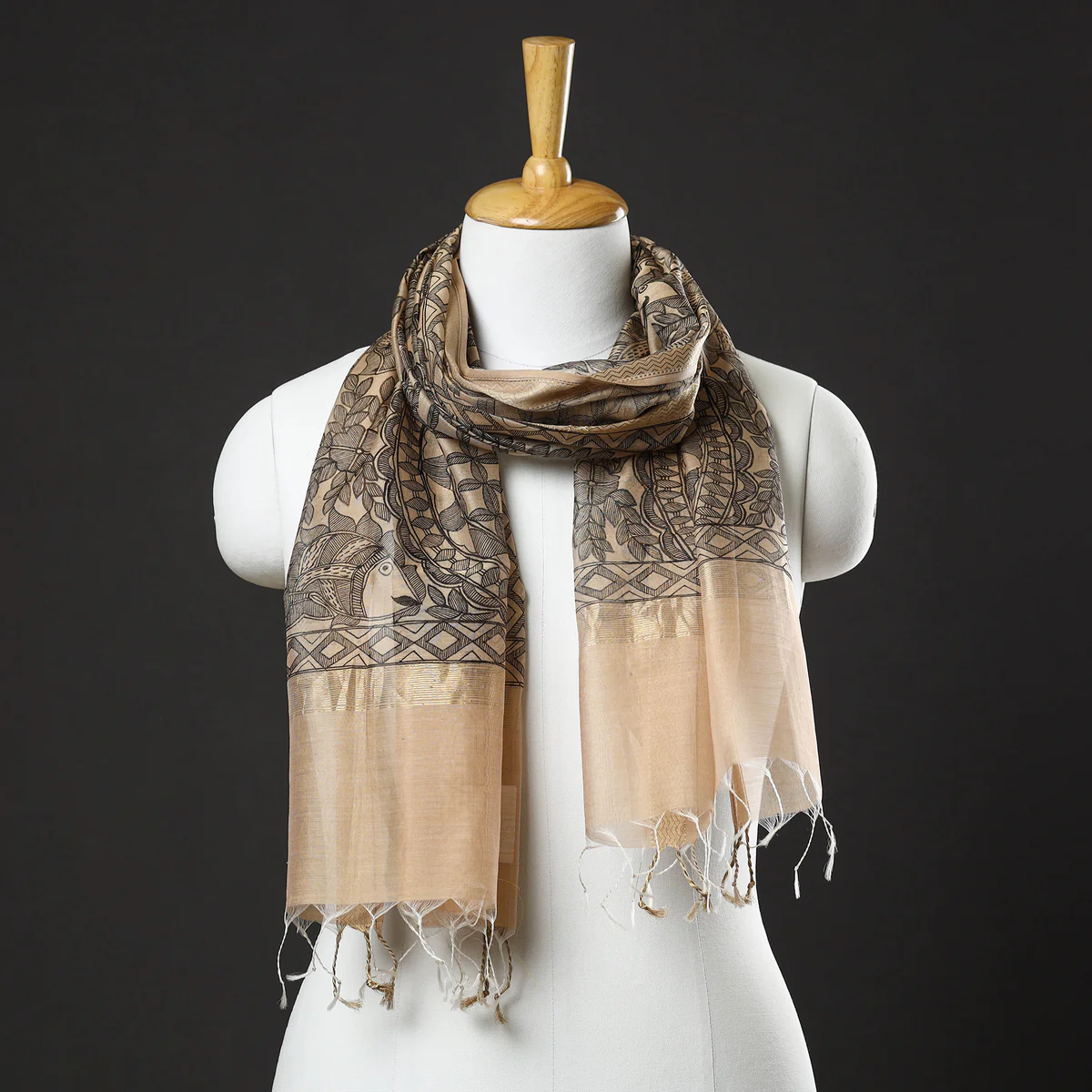 GREEN MADHUBANI SILK SAREE - Image 25