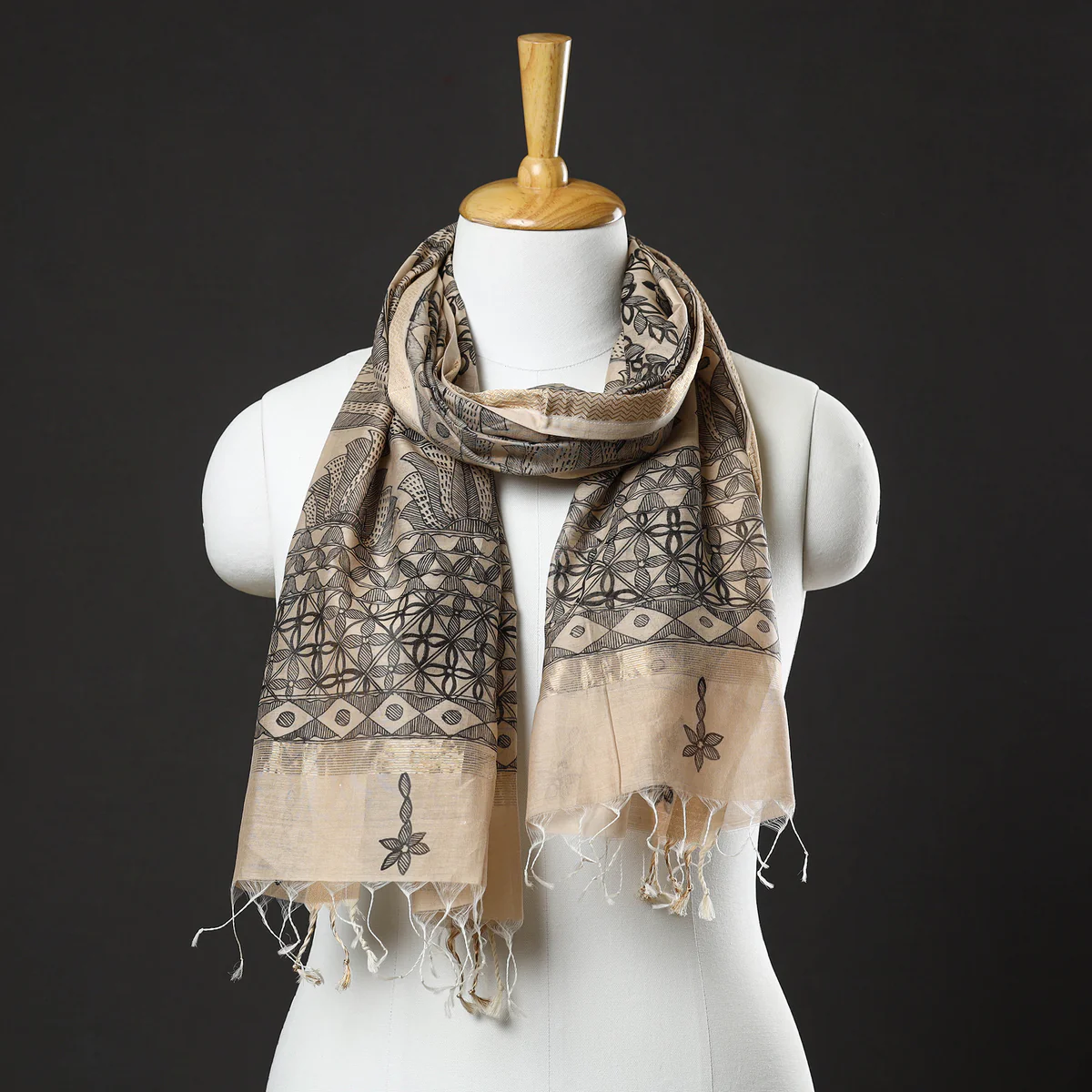 GREEN MADHUBANI SILK SAREE - Image 23