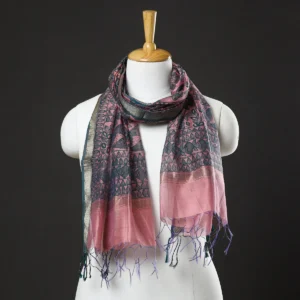 GREEN MADHUBANI CHANDERI STOLE