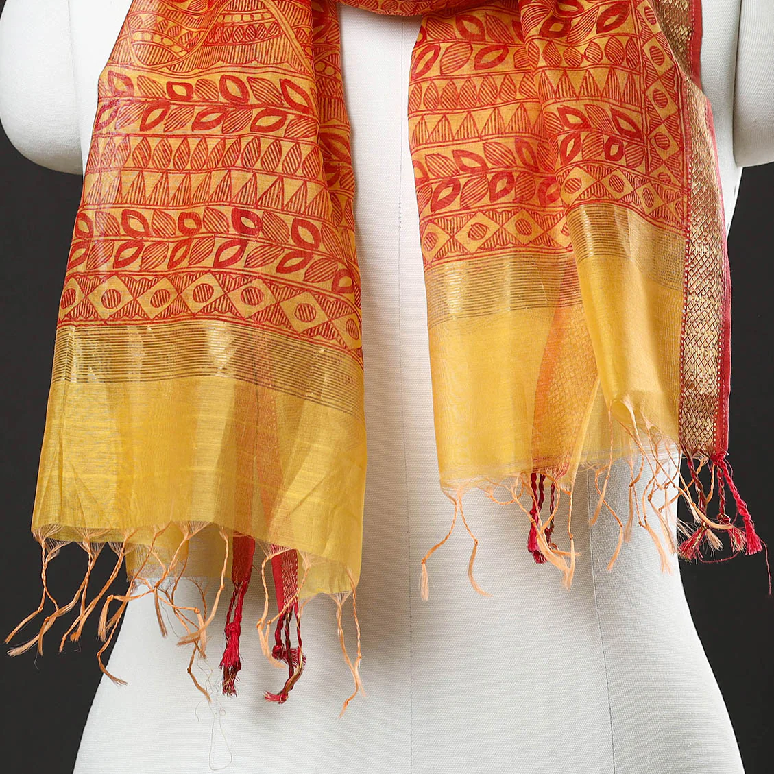 GREEN MADHUBANI SILK SAREE - Image 6