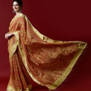 MUSTRED MADHUBANI FULL WORK CHANDERI SILK SAREE
