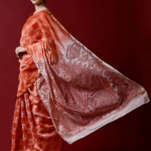 Red Madhubani & Shibori Chanderi Saree