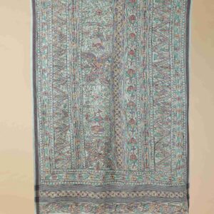 Blue Full Work Cotton Silk Hand-Painted Madhubani Dupatta