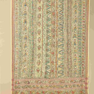 Yellow Full Work Cotton Silk Hand-Painted Madhubani Dupatta