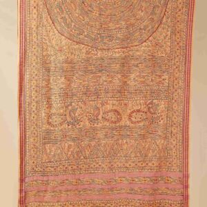 Orange Full Work Cotton Silk Hand-Painted Madhubani Dupatta