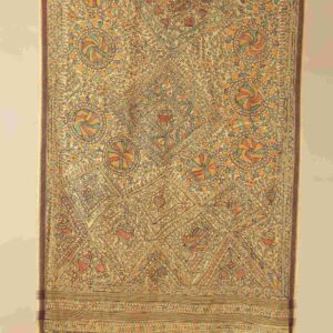 Yellow Full Work Cotton Silk Hand-Painted Madhubani Dupatta