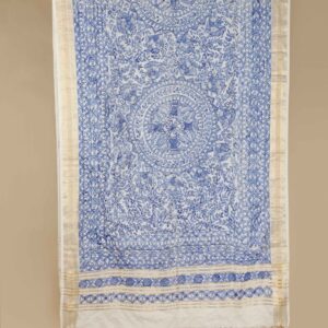 Beige Full Work Tussar Silk Hand-Painted Madhubani Dupatta