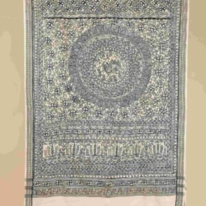 Beige Full Work Cotton Silk Hand-Painted Madhubani Dupatta