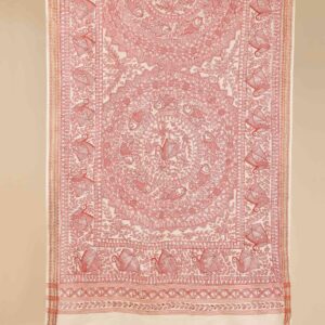 Beige Full Work Cotton Silk Hand-Painted Madhubani Dupatta
