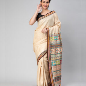 Karnati Kinar Kosa Silk Saree with Banjara Embroidery Work