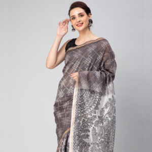Black Madhubani & Shibori Fusion Chanderi Silk Saree