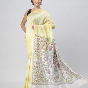 Mustred Yellow Madhubani & Shibori Chanderi Saree
