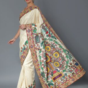 NATURAL MADHUBANI KOHBER AND GOTA PATTI SILK SAREE