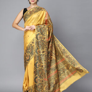 MUSTRED MADHUBANI DOLI-KAHAR SILK SAREE