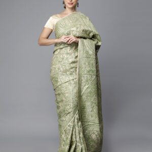 GREEN MADHUBANI SILK FULL WORK SAREE
