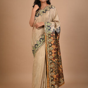 NATURAL MADHUBANI GOTA PATTI SILK SAREE