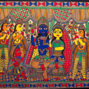 Multicolour Ram Darbar Wall Mount Handmade Madhubani Decorative Art