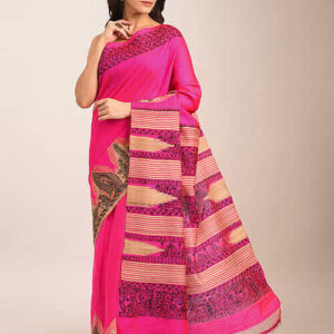 PINK MADHUBANI SILK SAREE