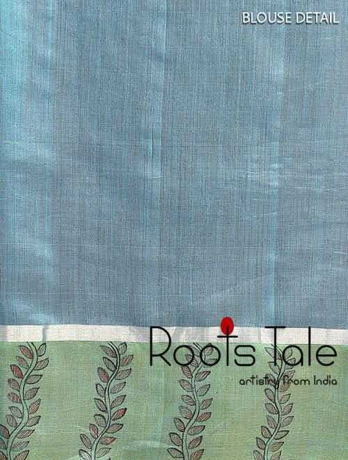 Blue Madhubani Chanderi Saree - Image 6