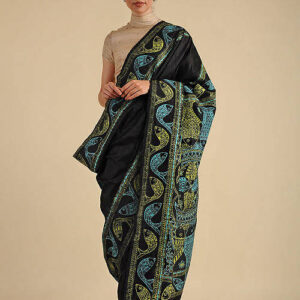 BLACK MAACH-RAAS MADHUBANI SILK SAREE